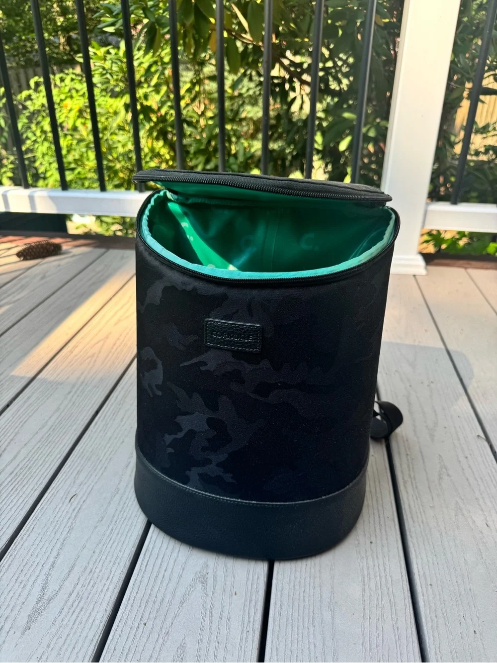 Corkcicle Black Camo Insulated Backpack Cooler with Teal Interior - like new